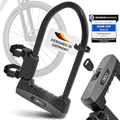 HONUS velosipēda U-Lock [putekļu un ūdens vāciņš] rāmja bloķēšanas velosipēda slēdzene motorolleram, velosipēdam, motociklam ar turētāju, melns, nomaiņas atslēga | Skatīt attēlus tūlīt