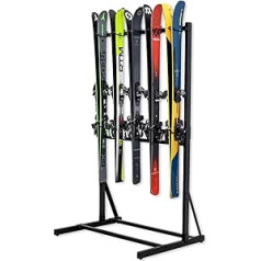 Freestanding Garage Ski Shelf, 5 Ski and Pole Organisers, Floor Stand, Heavy Duty, Fully Adjustable for All-Mountain, Wide, Powder, and Backcountry Skis
