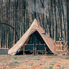 BOCbco vairāku personu piramīdas telts ģimenes glamping ūdensnecaurlaidīga divslāņu telts ar plīts caurumu