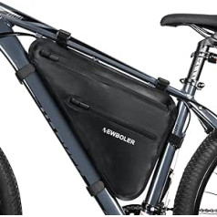 NEWBOLER velosipēda rāmja soma - trīsstūrveida velosipēda soma, 3,6 l ūdensnecaurlaidīga velosipēda trīsstūra soma ar divām sānu kabatām, velosipēda rāmja uzglabāšanas soma, velosipēda dūnu soma kalnu šosejas velosipēdam