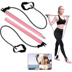 yideng UK Portable Pilates Bar Kit, Pilates Exercise Stick Yoga Bar Kit with Resistance Band Multifunctional Muscle Toning Bar Home Gym Pilates Devices Flex Band Accessories with Foot Strap