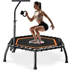 Zupapa Silent Mini Fitness Trampoline with Adjustable Handrail Bar - Indoor Rebounder for Adults - Best Urban Cardio Jump Fitness Workout Trainer - Max Limit 350 lbs