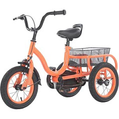 HANGKAI 12 collu 3 riteņu trīsriteņu bērnu velosipēdi zēniem/meitenēm viena ātruma trīsriteņu velosipēds Oranžs bērnu velosipēds 3 riteņu velosipēds