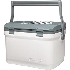 Stanley Adventure Outdoor Cooler 15,1L Polar White - Kempinga aukstumkaste - Nesatur BPA - Vāks darbojas arī kā sēdeklis - Izturīga izolēta kaste bez elektrības - Necaurlaidīga