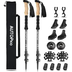 AUTOPkio Nordic Walking Poles, Hiking Poles, Adjustable Walking Poles, Telescopic 7075 Aluminium Trekking Poles with Rubber Buffers for Men and Women, Trekking (Black)