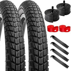 YunSCM 2-pack 18 collu velosipēdu riepas 18 x 1,75 ETRTO 47-355 Plus 2-pack 18 collu iekšējā caurule 18 x 1,50/1,75 AV32 mm ar vārstu saderīgs šosejas velosipēds 18 x 1,75 riepas un iekšējā kamera