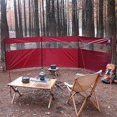 DYJD Outdoor Camping BBQ plīts vējstikla automašīnas sānu nojumes saulessargi, BBQ vējstikla auduma viegls vējstikls ar uzglabāšanas maisiņu, vīna sarkans