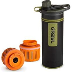 Grayl GeoPress āra un ceļojumu ūdens filtrs 250 l ūdens filtra kasetnei, maināma melna kamera ar 2 rezerves filtriem