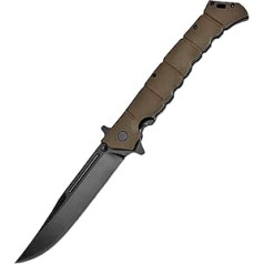 Joa EDC Metal Pocket Knife Long Folding Knife Sharp Folding Outdoor Knife Survival Hunting Knife Black Brown Handy Hand Tools Slim One-Handed Knife