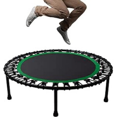 TE-Trend Fitness Trampoline Indoor for Children and Adults as Exercise Bike Jumper 100 cm Mini Trampoline with Whisper Quiet Bungee Rubber Bands for Home Green