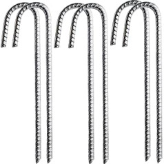 Galvanised Metal Ground Stakes Tent Stakes 6x30cm J Hook Anchor Bouncy Castle Garden Pegs Ground Pegs Heavy Duty for Marquee Gazebo Camping Tents Trampolines