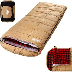 0 Degree Canvas Sleeping Bag for Fishing, Hunting, Travel and Camping Especially in Cold Winter Outdoor with Removable Flannel Lining and Free Compression Bag for Large and Large Adults