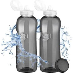 Kavodrink 2 x Tritan vandens butelis 0,75 l + sportinis dangtelis vandens butelis Juodas sportinis butelis be BPA 750 ml