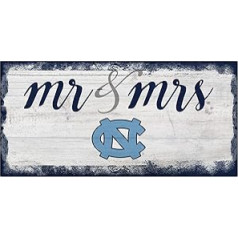 NCAA North Carolina Tar Heels Unisex University of North Carolina Script Mr & Mrs Shield Team Color 6 x 12