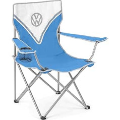 Board Masters VW Collection - Volkswagen Folding Camping Chair with Cup Holder in T1 Bulli Bus Design 85 cm (Classic Bus/Blue)