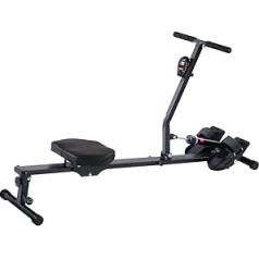 MAXXMEE Folding Rowing Machine: Efficient Full Body Workout in a Small Space | 12 Resistance Levels | Smooth & Low Noise | LCD Training Display [Black]