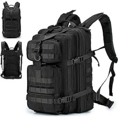 YOODI Militārā mugursoma 40L Taktiskā mugursoma Vīriešu bēgšanas mugursoma pārgājienu mugursoma Ūdensizturīga pārgājienu mugursoma Molle Assault Pack Armijas mugursoma ceļojumu mugursoma vīriešiem sievietēm, melna-jauna, mugursoma