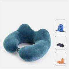 LZZ- Travel Pillow Oreiller De Voyage Mousse À Mémoire Oreiller De Voyage Le Du Cou Oreiller 360° Headrest Machine Washable Belt Storage Bag Earplugs Eye Mask (Colour: J)