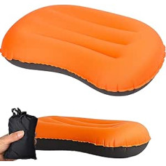 Ultralight Camping Inflatable Travel Pillow 100ml Compressible Comfortable Ergonomic Camping Pillow with Storage Bag Hiking Travel (Orange)