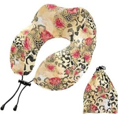 YOUJUNER Reisekissen Floral Leopard Print Memory Foam Nackenkissen Stützkissen Nackenkissen