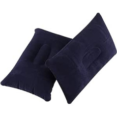 Herxermeny 2 Pack Inflatable Travel Pillow for Travel Car Sleeping Pillow Deep Blue 38 x 24 cm