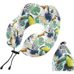 YOUJUNER Travel Pillow Tropical Bird Toucan Memory Foam Neck Pillow Support Pillow Neck Pillow