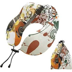 YOUJUNER Travel Pillow Music Note Guitar Memory Foam Neck Pillow Support Spilvens Kakla spilvens