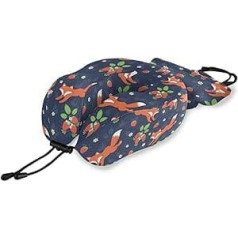 QMIN Travel Pillow Fox Animal Strawberry Fruit Atmiņas putas kakla spilvena atbalsta U formas spilvens Ergonomisks kakla spilvena ceļojumu komplekts tālsatiksmes lidmašīnu automašīnas vilcienam