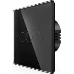 Spring Three Gang, One Way Touch Switch, Glass Black