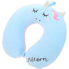 HOMSFOU Unicorn U-shaped pillow, neck pillow for plane travel, neck pillow for adults, airplane pillow for children, neck support pillow, lightweight travel pillow, portable pillow