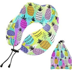 MCHIVER Pineapple Neck Pillow for Sleeping, Memory Foam Travel Pillow with Storage Bag, Adjustable, Soft Head and Neck Support Pillow for Flight, Car, Home, Office, Travel, Essentials