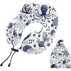 YOUJUNER Travel Pillow Ethnic Sea Animals Memory Foam Neck Pillow Support Pillow Neck Pillow