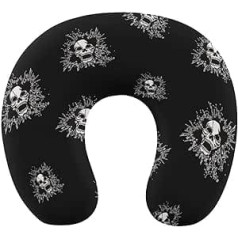 Oudrspo Skull Splash Travel Pillow U formas atmiņas putu kakla spilvens ar slēptu rāvējslēdzēju biroja mājas automašīnai