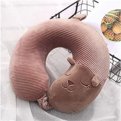 AleXanDer1 Travel Pillow U-Shaped Plush Pillow Travel Pillow Cartoon Animal Car Headrest Dolls Airplane Pillow Travel Pillow (Color : Coffee, Size : 30cmx28cm)