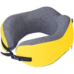 SMSOM Travel Pillow atmiņas putu kakla spilvens lidmašīnai elpojošs un mazgājams pārvalks Ergonomisks kakla atbalsta spilvens zils (krāsa: dzeltena)