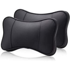 KSFBHC 2ST Leder Auto Nackenkissen Schaumstoffkissen Nackenstütze Sitzkopfstütze Kissen-Auflage-Zubehör (Color : Black)