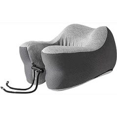 TEmkin Travel Neck Pillow atmiņas putu spilvens ar dzesēšanas želeju un regulējamu siksnas plīša pārvalku maksimālam komfortam