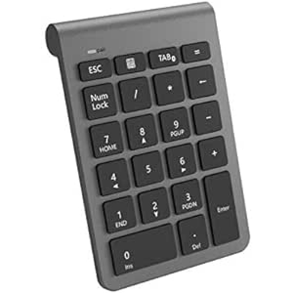 Cateck Bluetooth ciparu tastatūra, ciparatatūra Bluetooth ciparu tastatūra ar 22 taustiņiem un vairākiem īsinājumtaustiņiem datoram/piezīmjdatoram/klēpjdatoram/galddatoram/planšetdatoram, vēsi pelēka