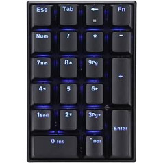 ASHATA K23 vadu ciparu tastatūra ar graduētu tastatūras vāciņu, LED aizmugurgaismota ciparu tastatūra, 21 taustiņu mehāniskā ciparu tastatūra klēpjdatora biznesa kasei