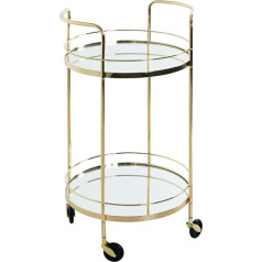 HAKU Möbel Serving Trolley, Metal, Brass-Plated, Diameter 48 x Height 80 cm