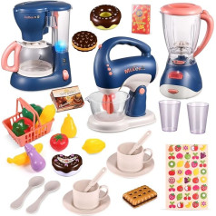 Kitchen Appliances Children's Kitchen Accessories Toy Set with Coffee Machine, Mixer, Mixer, Toy Role Play Gifts for Girls Boys