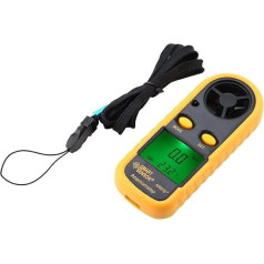 Digital Anemometer, Smart Sensor AR816 + LCD Anemometer Hand Wind Speed Meter Air Flow Rate Tester Thermometer -10°C ~ 45°C