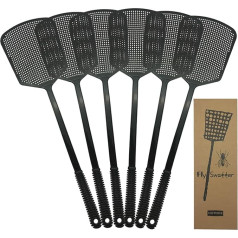 MUTOOZ Fly Swatter Multipack - Plastmasas mušu spārnotājs ar biezu rokturi Black 6 Pack