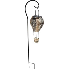 Fiorky IP55 wasserdichte Retro-Heißluftballon-Leuchte, 600 mAh, solarbetrieben, hängende Heißluftballon-Lampe für drinnen und draußen, Garten, Hof (Bronze-Bodeneinsatz)