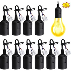 Yuehuabao Pack of 10 E27 ligzda ar vītni, lampas pamatne E27 melna LED lampas turētājs termoplastiska plastmasas ligzda E27 termoplastiska sveču lampas turētājs