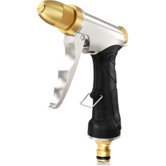 ESOW 100% Heavy Metal Garden Hand Shower Car Cleaning Spray Gun, Metal Construction and Brass Nozzle, Four Spray Modes With the Garden Hose Nozzle You Can Use Your Garden