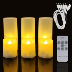6 Pack Rechargeable Electric LED Candle Flameless Light Flashing Decoration for Christmas Wedding Birthday Party Celebration Halloween Tea Lights with Timer & Remote Control