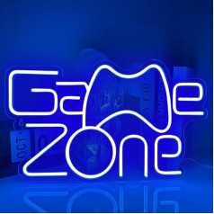 XJNOLGXIQU Game Zone Neon Sign LED Game Neon Light Blue Neon Sign USB neona gaisma zālē telpu apdare Play Area Room Decoration Bar Game Party Gift for Teenagers Boys