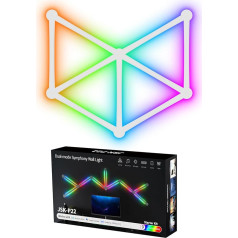 TOHETO viedā WiFi RGB LED gaismas josla dekorēšanai un spēļu ballītēm, vairāk nekā 40 dinamisko scenāriju mūzikas sinhronizācija, daudzkrāsains 16 miljonu krāsu sienas apgaismojums, darbojas ar Alexa un Google Assistant (9 gab.)