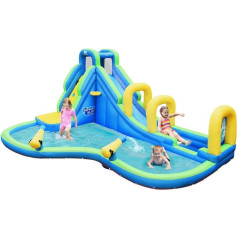 Costway Bouncy Castle, Water Slide, Play Pool, Inflatable Water Play Centre with Slide, Water Park Inflatable Paddling Pool, 478 x 366 x 242 cm